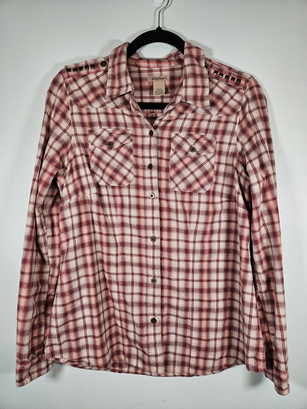 Ruff Hewn Pink and White Plaid Button-Down Shirt